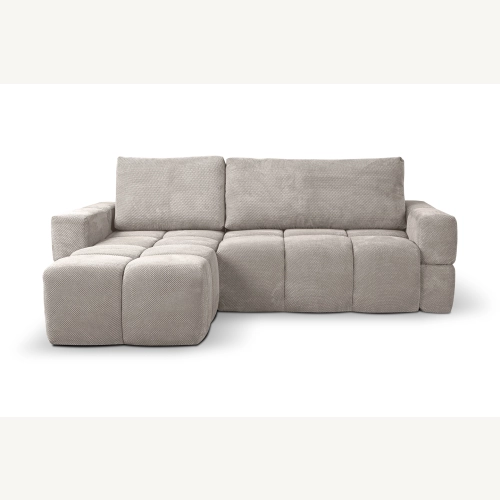 Fumo Komfortowa sofa narożna pikowana Tkanina Onega 14